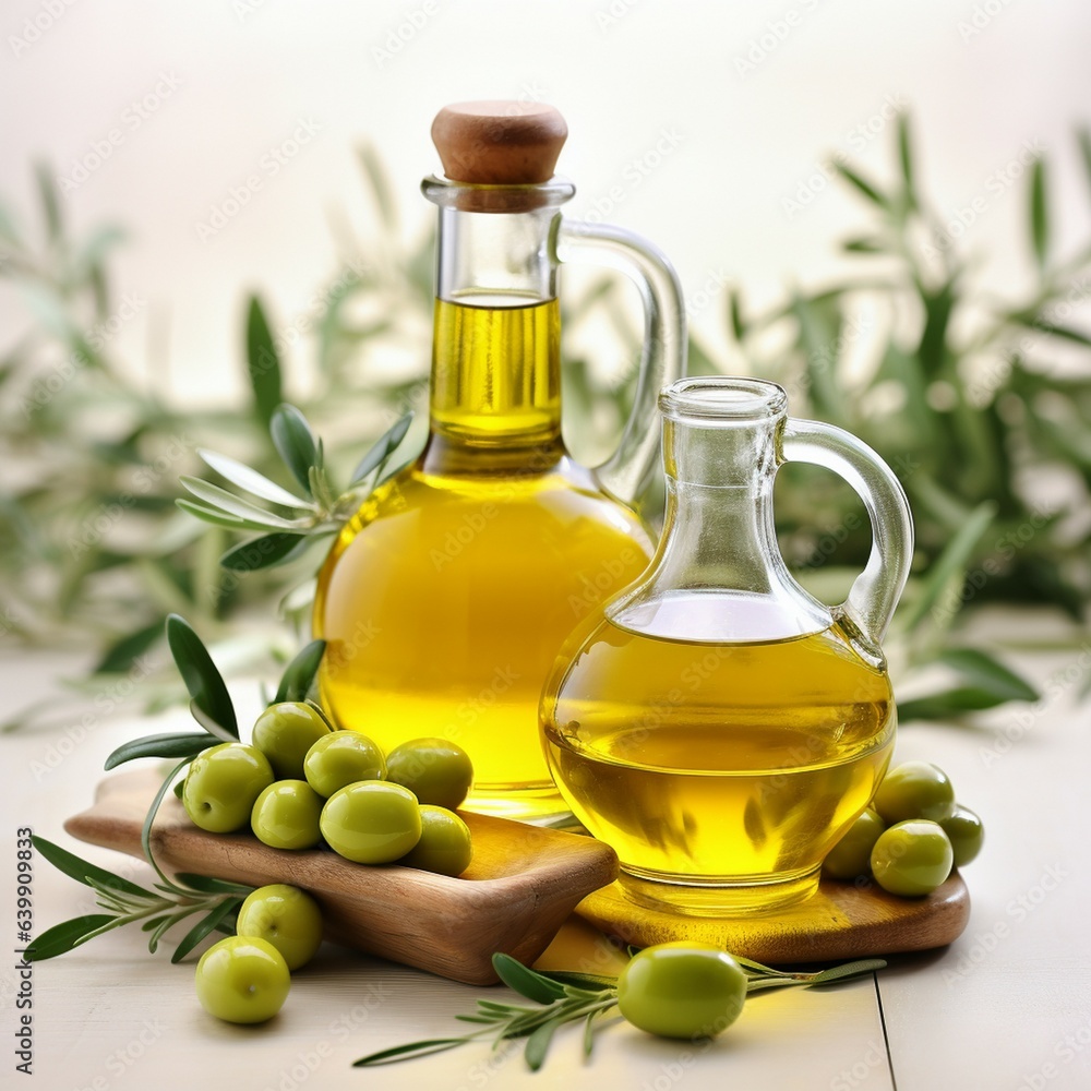There is a bottle of olive oil that is isolated on a white background. Generative AI There is a bottle of olive oil that is isolated on a white background. Generative AI