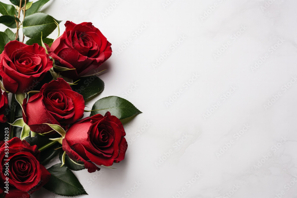 Funeral red roses on white background with copy space Funeral red roses on white background with copy space