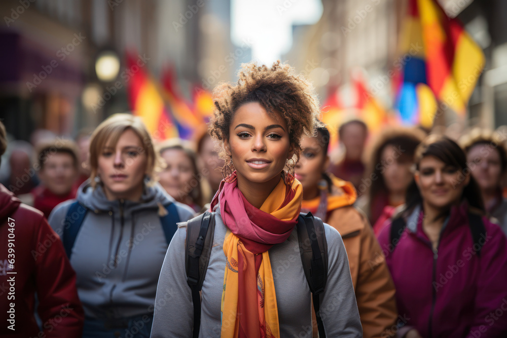 Gender Equality. People participating in a march for gender equality, highlighting the ongoing fight for equal rights. Generative AI. Gender Equality. People participating in a march for gender equality, highlighting the ongoing fight for equal rights. Generative AI.