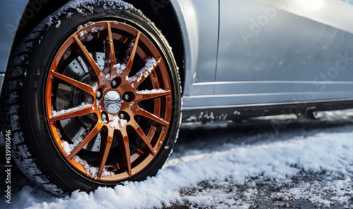 Wheel of a car in snow