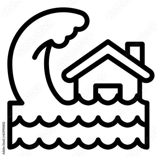 Tsunami outline line icon