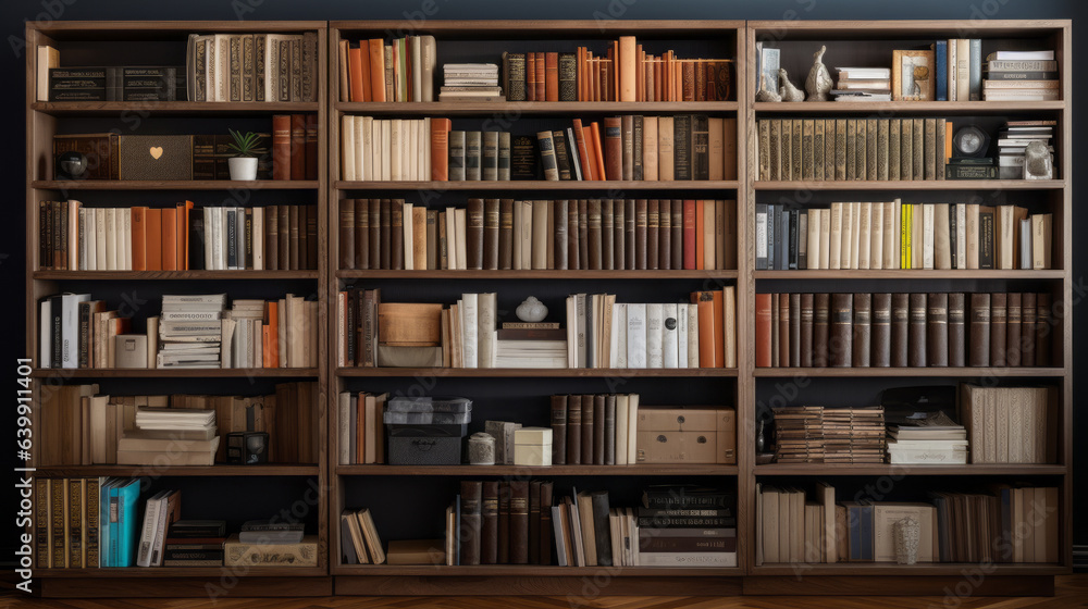 Shelf full of neatly organized books Shelf full of neatly organized books