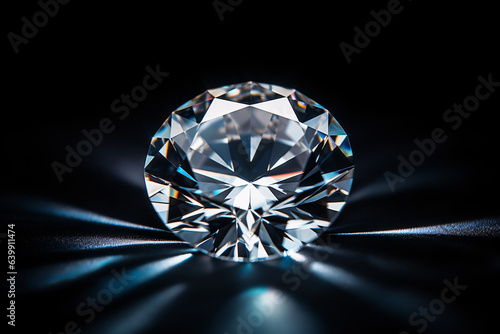 A brilliantly cut diamond against a dark background