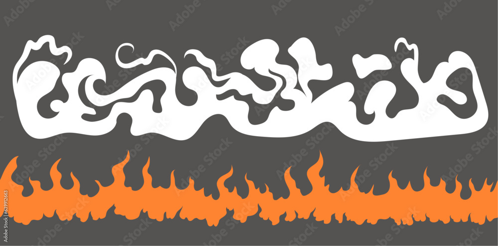 Fototapeta premium Fire flame burn comic smoke explosion isolated set. Vector flat graphic design illustration