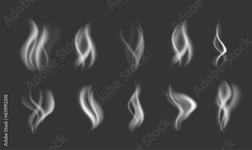 Smoke steam vapor effect animation isolated set. Vector flat graphic design illustration