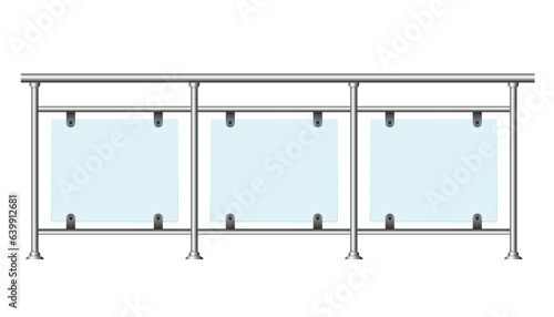 Balcony rail fence banister terrace railing metal isolated on white background. Vector flat graphic design illustration