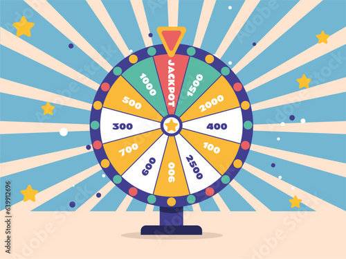 Casino machine slot jackpot wheel roulette fortune spin concept. Vector flat graphic design illustration
