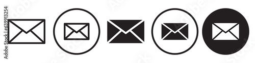 Email Icon. Online Message send through e mail box symbol. Vector set of email paper envelope to receive postcard newsletter digitally. Flat Web app outline of business contact Address post button. 