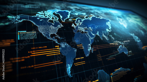 Stock market data integrated into a world map