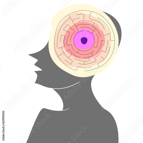person with a target, A maze of thoughts in the head