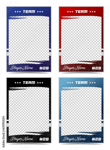 Sport player trading card frame border template design set 