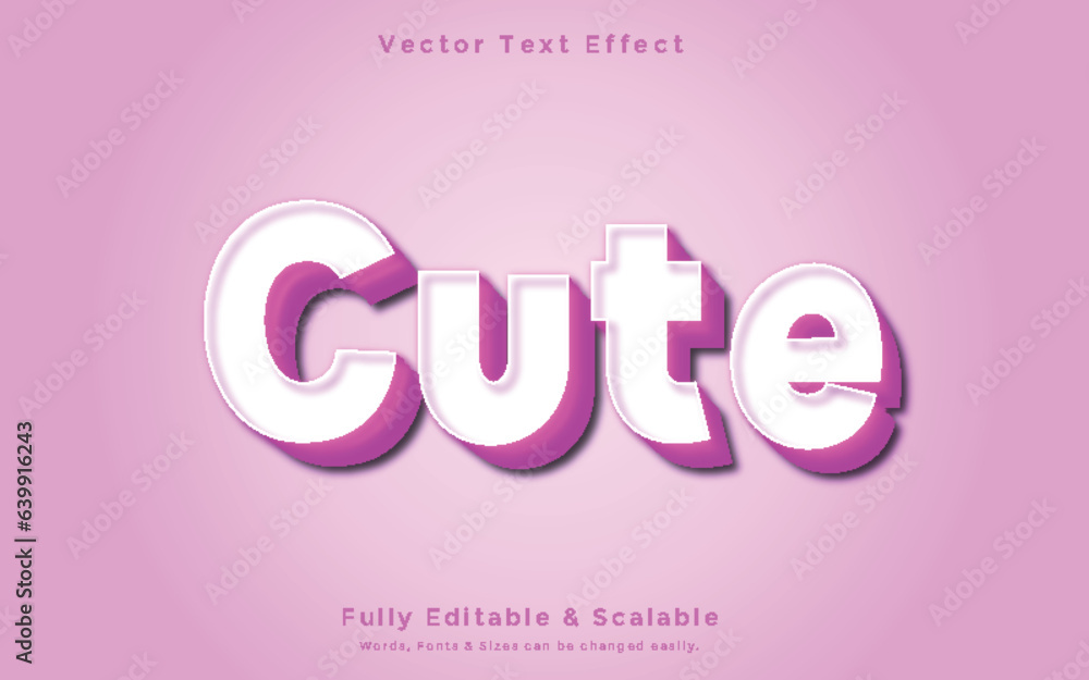 Cute 3d text fully editable vector