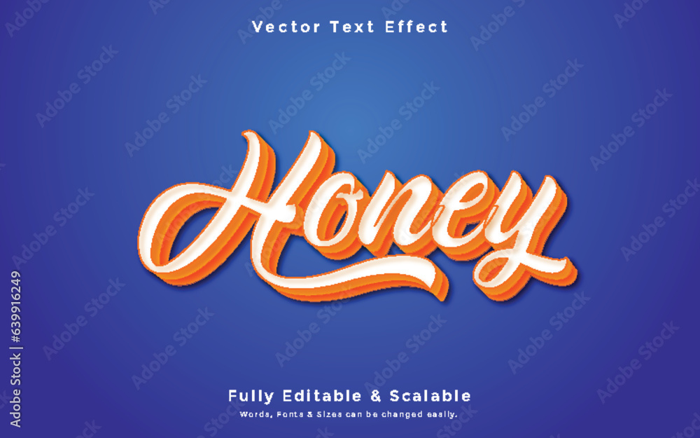 Honey 3d text fully editable vector