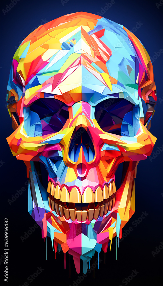 skull colorful, a skull colorful on white Isolated background