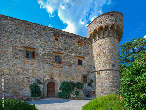 Castello di Meleto, castle from 11th century, Gaiole In Chianti. Siena, Tuscany, Italy, Europe.