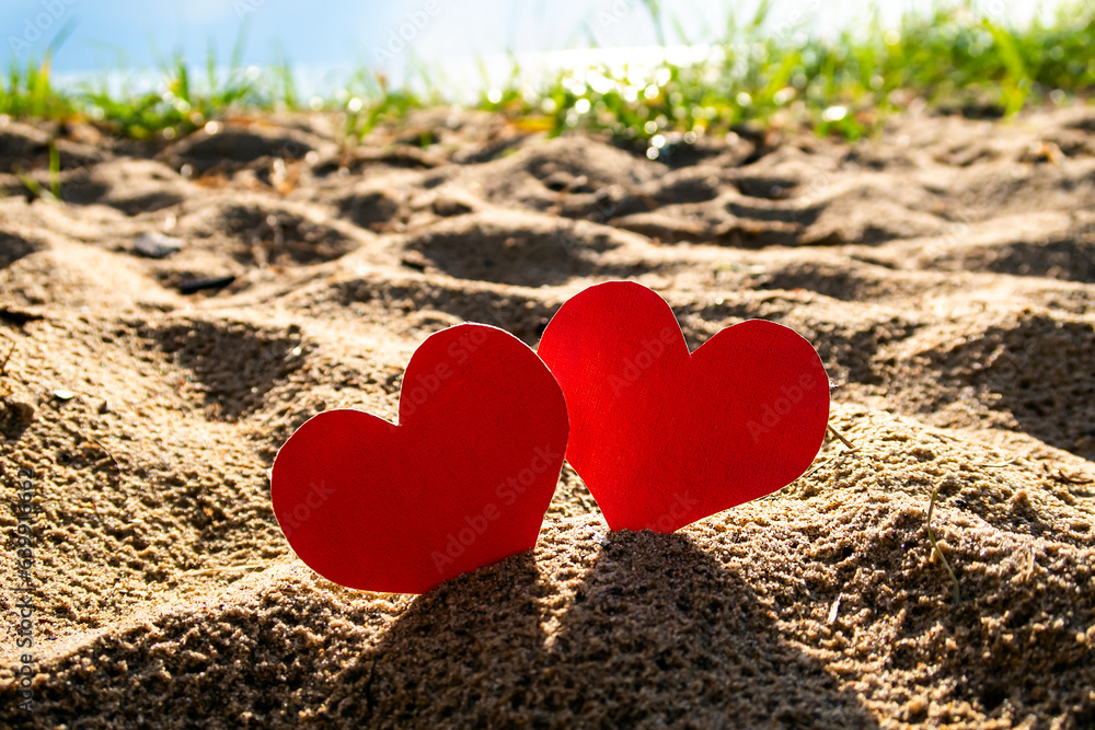 Fototapeta premium Hearts on the Seashore