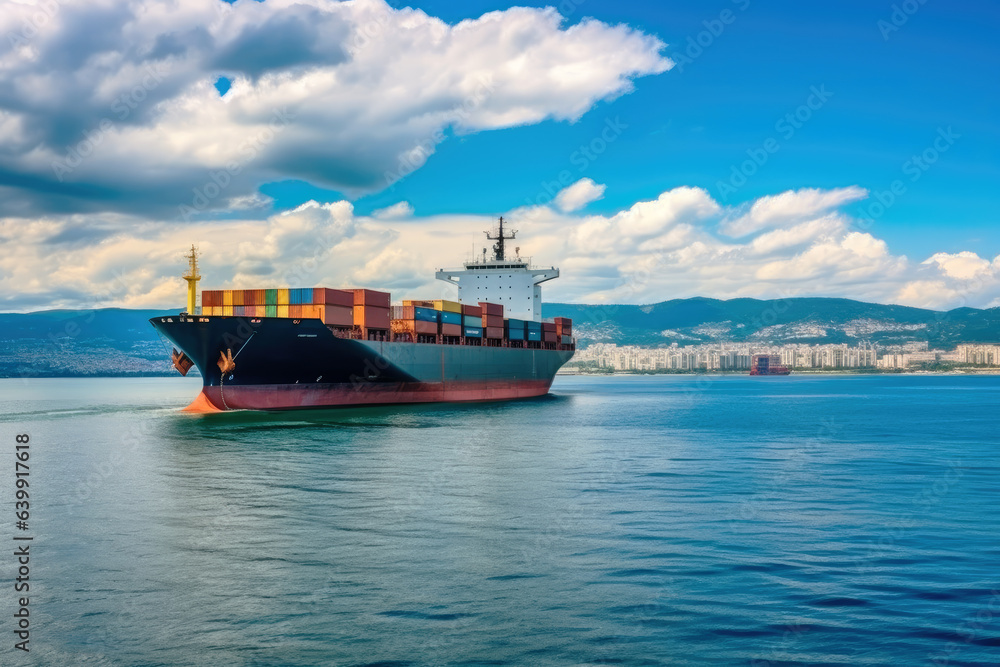 Container ship or cargo shipping business logistics import and export freight transportation