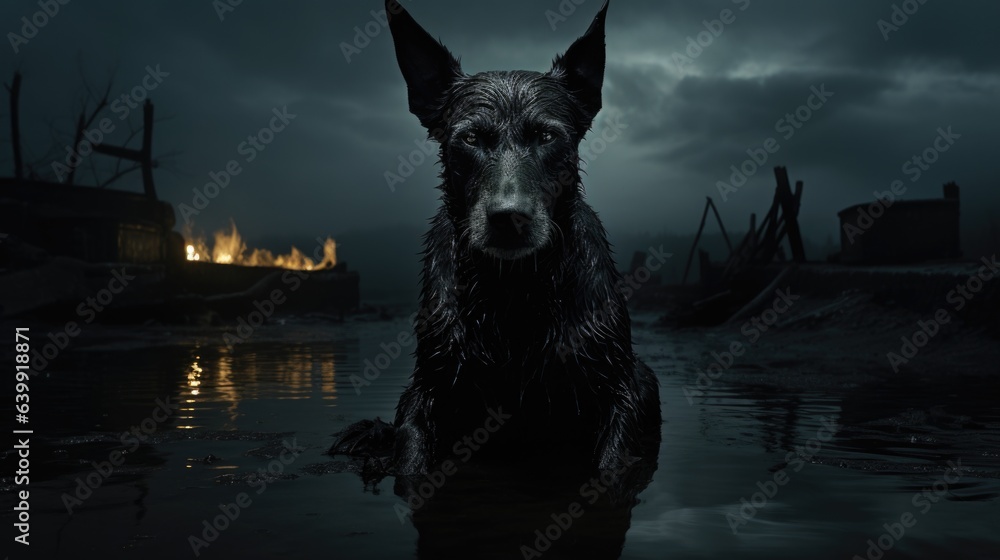 portrait of a dark dog