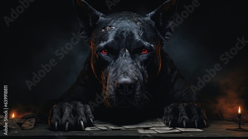portrait of a dark dog
