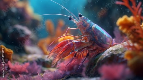 Colorful shrimp.Generative AI