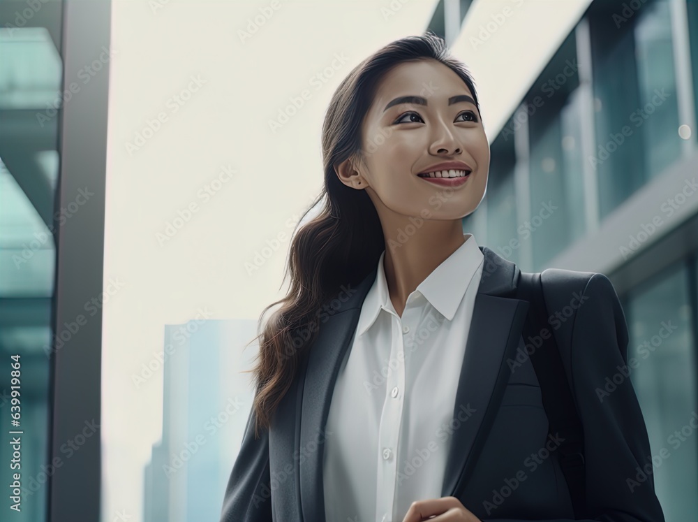 A confident Asian businesswoman standing outside an office building. Great for stories on careers, entrepreneurship, diversity, corporate workplace and more. A confident Asian businesswoman standing outside an office building. Great for stories on careers, entrepreneurship, diversity, corporate workplace and more.