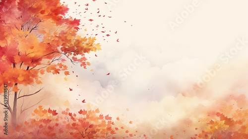 水彩画で描かれた秋の背景