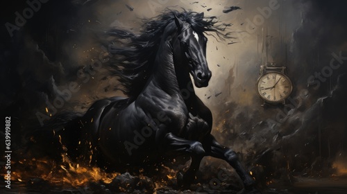 Canvas-taulu horse in the fire night