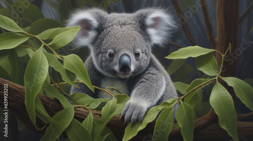 Australian koala bear sitting on a branch