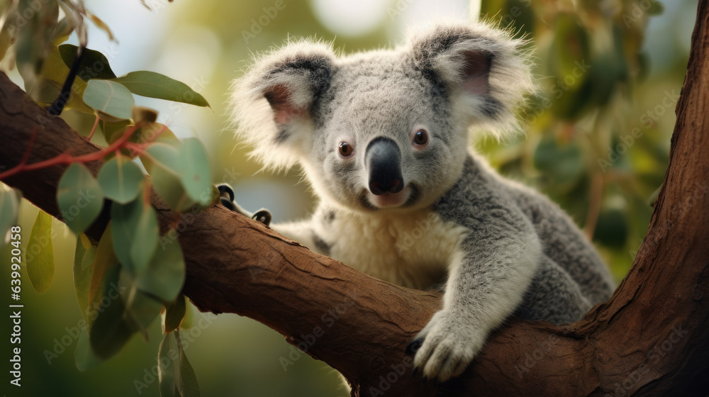 Australian koala bear sitting on a branch Australian koala bear sitting on a branch