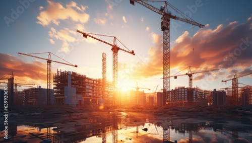factory, industry, crane, construction, futuristic, pipe, industrial building, facility, system, structure. background image is factory and industry, there have large crane, to construction building.