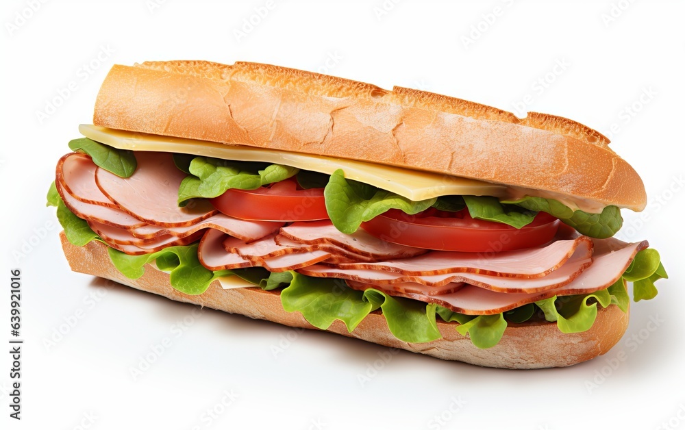 Turkey sandwich with tomato and lettuce isolated white on background Turkey sandwich with tomato and lettuce isolated white on background