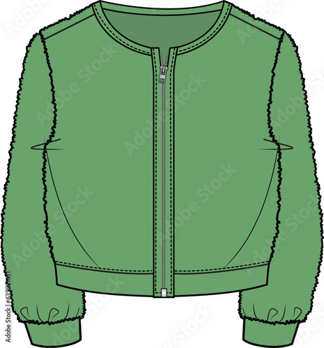 Kids and Toddler Wear Sweat Top with Center Zip Vector Illustration