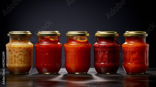 Various types of pasta sauce in jars