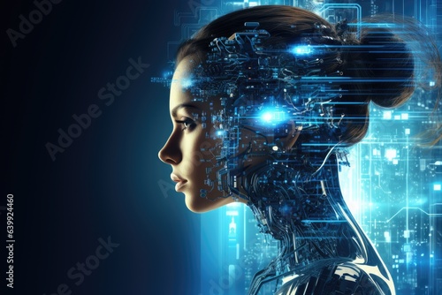 The embodiment of a supercomputer chat bot neural network brainstorming cloud storage in the form of a girl