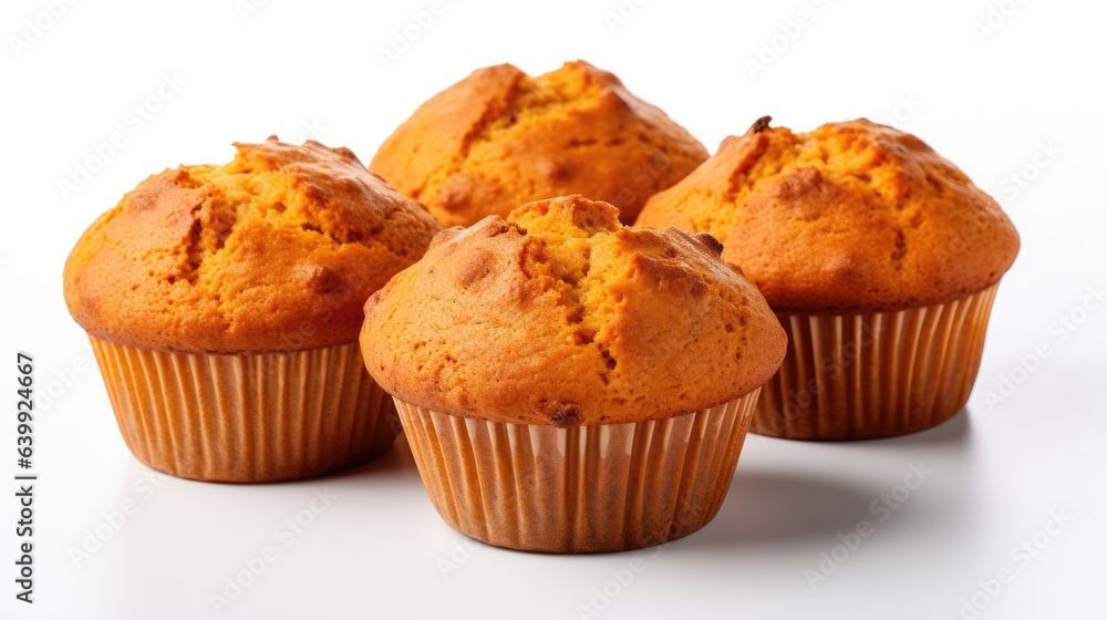 Delicious Carrot Muffins: Freshly Baked Treats on a White Background Delicious Carrot Muffins: Freshly Baked Treats on a White Background