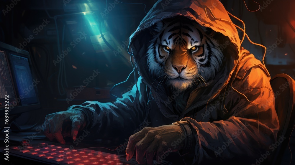 A humanoid tiger in human clothing.