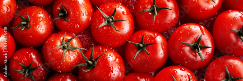 close-up tomatoes with water drops, top view © elovich