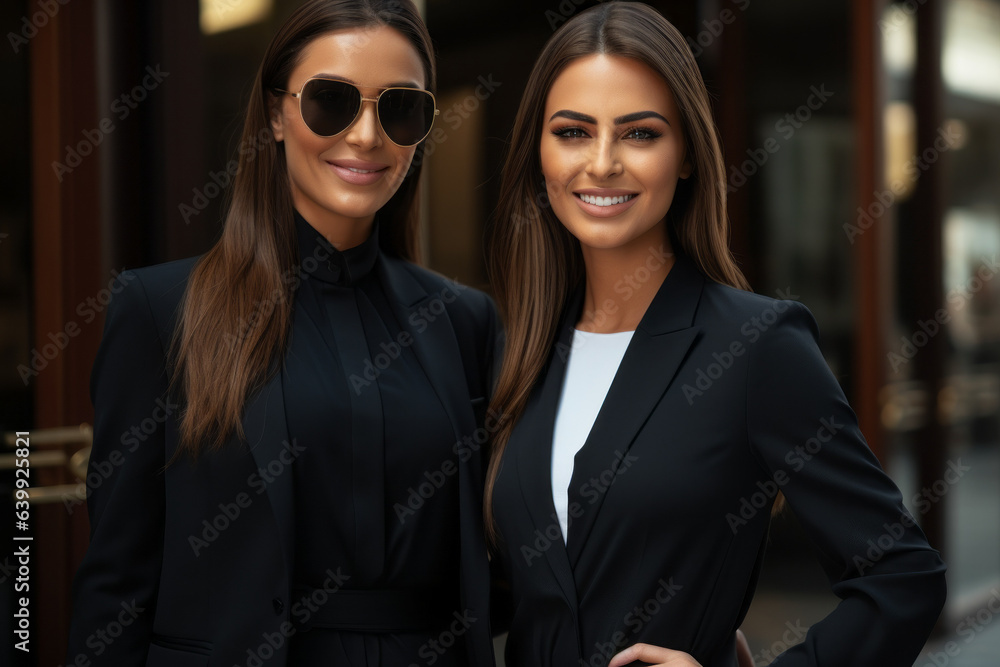 Two women. Business concept. Portrait of successful people with selective focus Two women. Business concept. Portrait of successful people with selective focus