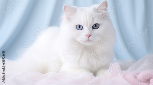white persian cat on the bed