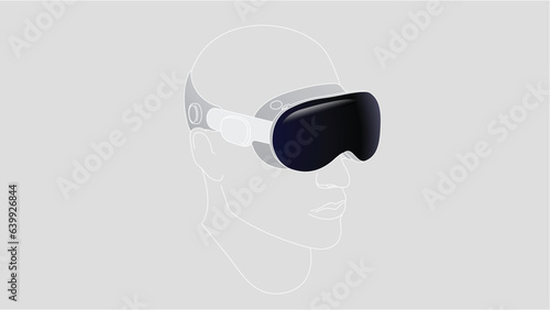 Headset vision pro illustration, line  photo