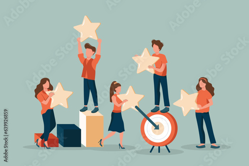 Customer satisfaction. Feedback. Rating on customer service illustration. Website rating feedback and review concept. Flat vector illustration