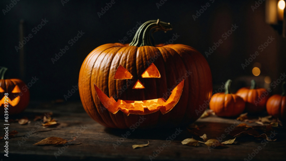 Fototapeta premium Zucca di Halloween decorata