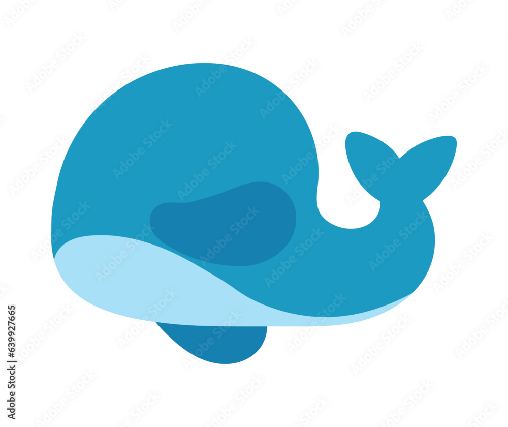 Obraz premium Cute Blue Whale Sea Animals Icon Clipart in Isolated Flat Vector Illustration