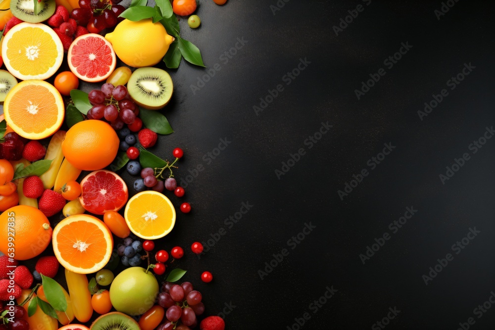A banner design with fruits and juices theme - obrazy, fototapety, plakaty 