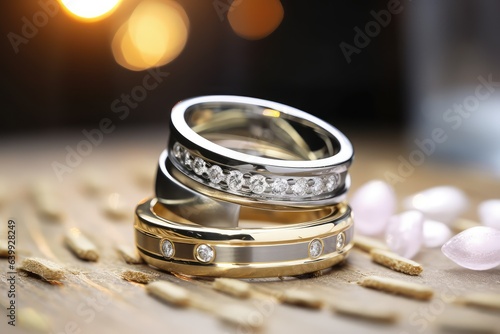 realistic wedding ring photography for couple love generative ai