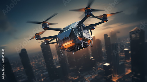 Delivery drone, Autonomous delivery robot, Business air transportation concept © 2050 WRLD