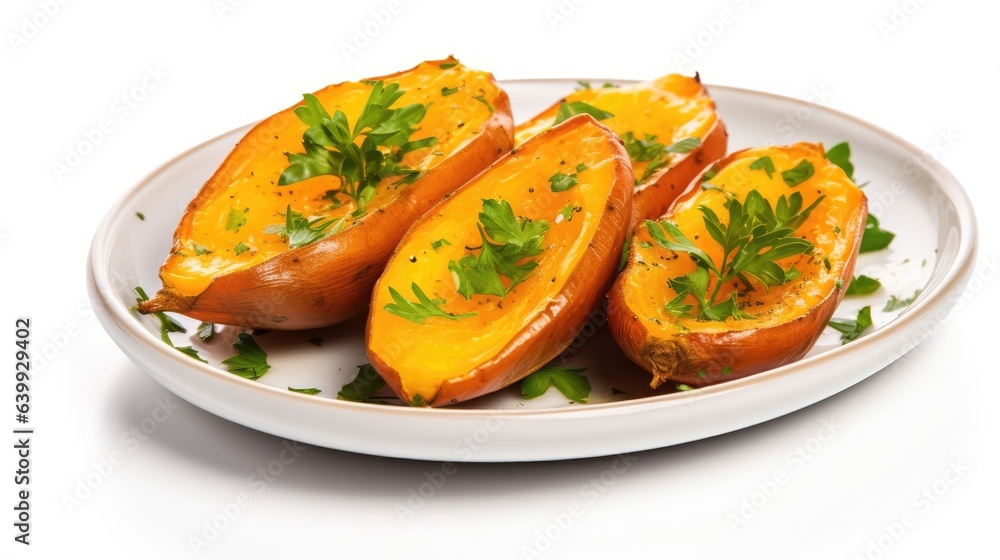 Healthy Baked Carrot Potatoes on White Background - Nutritious and Delicious Recipe
