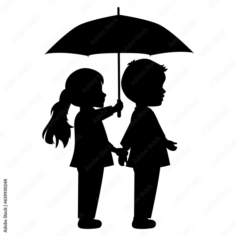 little boy and girl silhouette illustration little boy and girl silhouette illustration