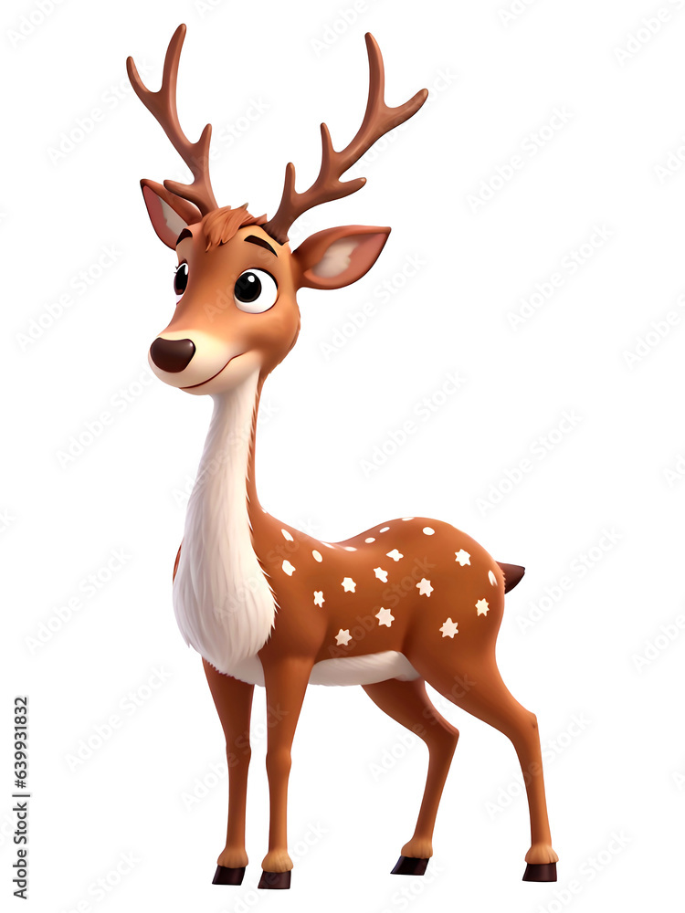 Obraz premium Cute cartoon christmas deer character isolated on background