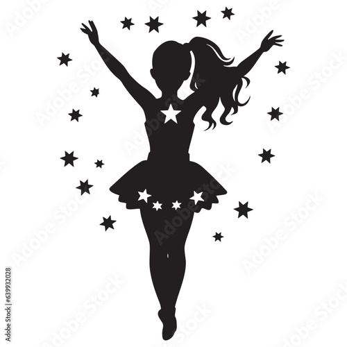 Cheerleader black and white seated. vector illustration